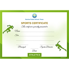 School Sports Award Certificate Athletics A4 Size | Use on Laser Printer